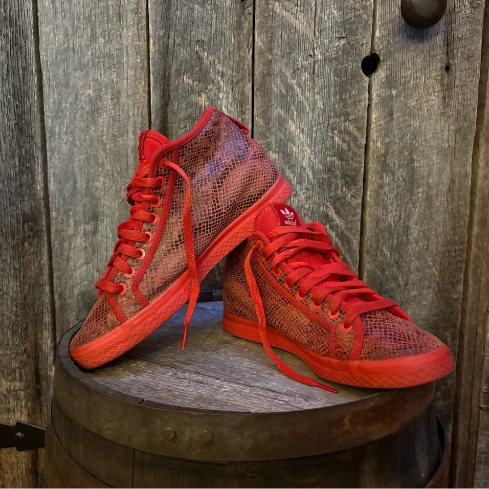 Adidas “Honey Up” Red Patterned High-Tops